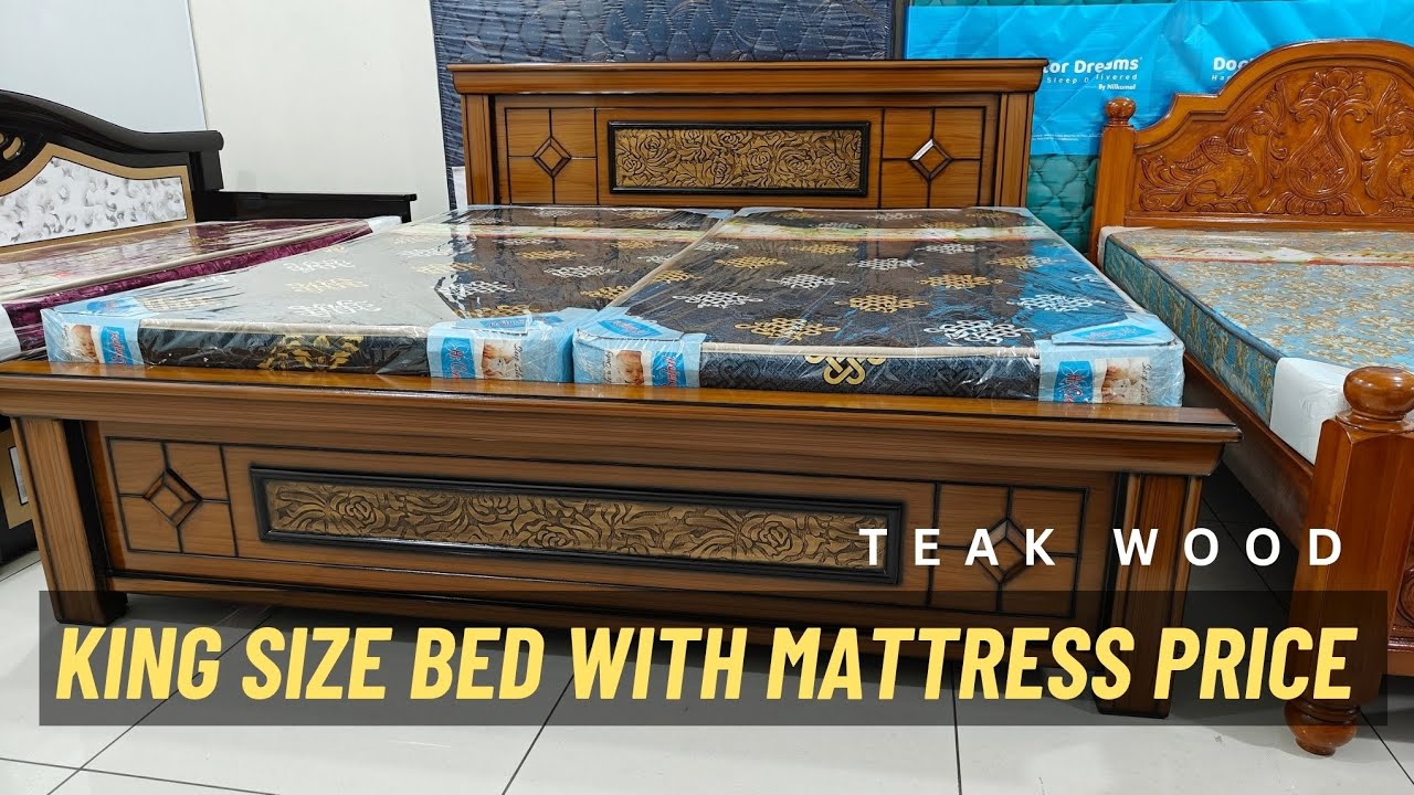 Teak Wood King Size Bed Price | Glossy Design | Poojitha Furniture Tirupati | Staytune for Trends  