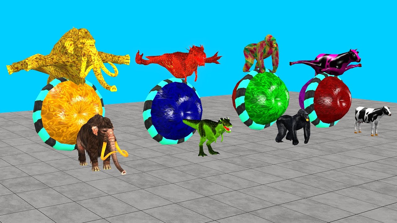 Max Level Running And Jumping With Cow Gorilla Mammoth Elephant Dinosaur Wild Animal Games Video