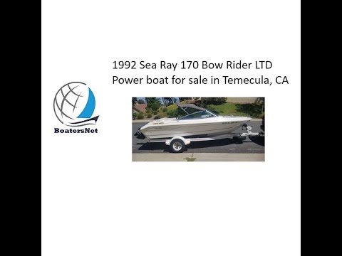 1992 Sea Ray 170 Bow Rider LTD Power boat for sale in Temecula, CA. $3,000.  @BoatersNetVideos