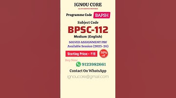 BPSC 112 Solved Assignment PDF 2025-26 in English, BAPSH program BPSC-112 Solved assignments
