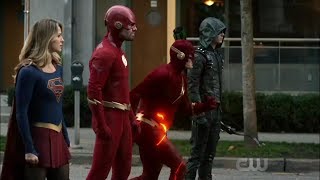 Barry from Earth 90, Oliver, Kara and Barry meet the Monitor | Elseworlds Part 2 Ending