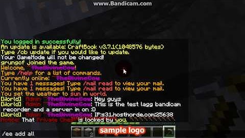 Minecraft tested Bandicam lagg on a server IP:s31.hosthorde.com:25638