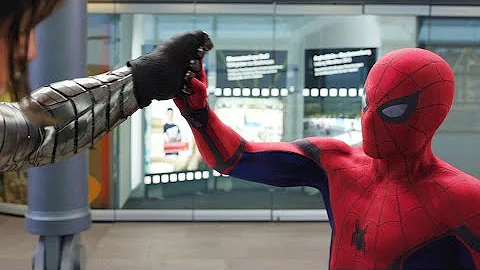 "You Have a Metal Arm?" Spiderman vs Bucky and Falcon Fight Scene || Captain America: Civil War