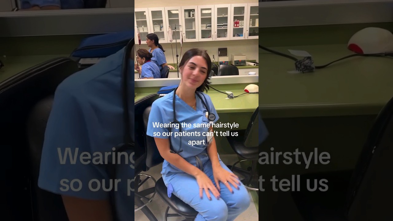 wearing the same hairstyle so nobody can tell us apart…