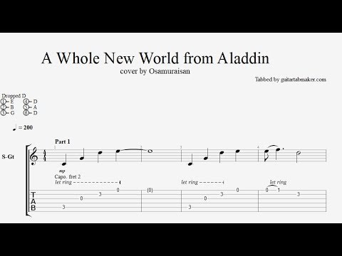 A Whole New World Tab Acoustic Fingerstyle Guitar Tab Pdf Guitar Pro Youtube