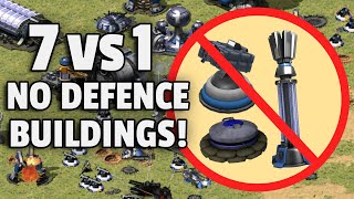 Red Alert 2 | No Defence Buildings Challenge! | (7 vs 1 + Superweapons)