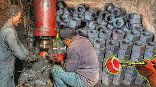 The process of making super-large hex nuts in Factory || fabriquer des boulons à écrous