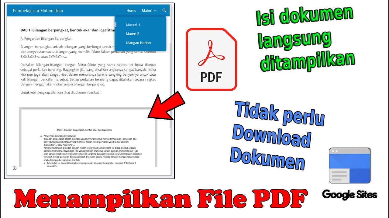 Begini Caranya, MENAMPILKAN MATERI FILE PDF DI GOOGLE SITES YouTube