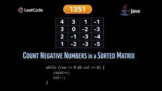 🎥 LeetCode 1351: Count Negative Numbers in a Sorted Matrix | Java Solution | Binary Search