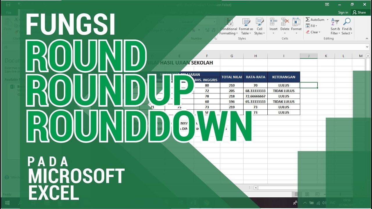 Penggunaan fungsi round roundup dan rounddown pada microsoft excel