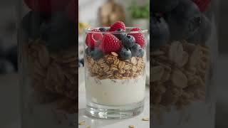 Perfect for busy mornings there is zero cooking Low-fat Greek yogurt low-sugar granola fresh fruit