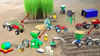 Mini Tractor transporting | mini wheat cleaning process & flour mill science project | @NsTvKing
