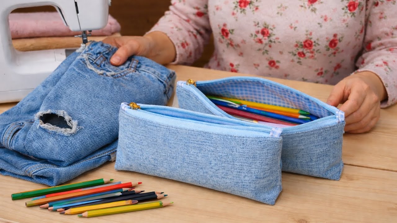 Turn Old Jeans Into a Stylish Pencil Case ♻️ | Easy Denim Sewing Tutorial