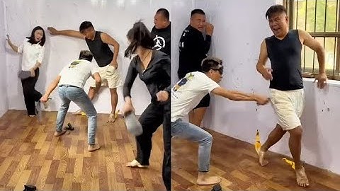 Screaming Chicken Blindfolded and Beating People Challenge Mixed version of male and female strikes