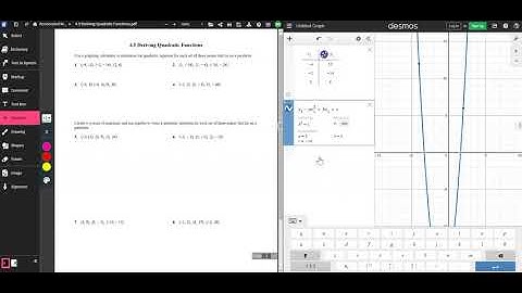Using DESMOS to create quadratic regression with three points (4.5)