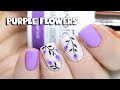 Purple Lavender Flowers Freehand Nail Art | Indigo