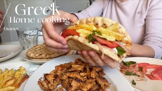 HOMEMADE Street Food:Greek Chicken Gyros,Lentils tomato soup,Greek pan Bread(Ladenia)|VLOG|ENG