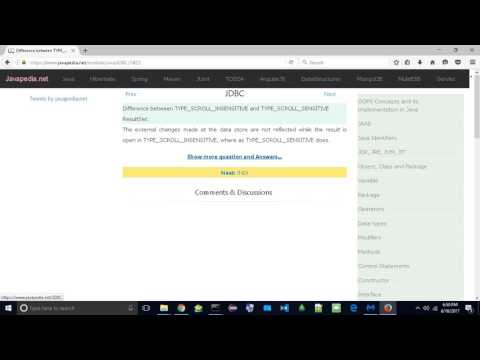 Difference between TYPE_SCROLL_INSENSITIVE and TYPE_SCROLL_SENSITIVE ResultSet. | javapedia.net