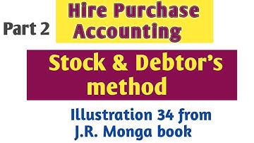 PART 2 Stock and Debtors Method of Hire Purchase J.R.Monga book Illustration || B.com first sem Acc.