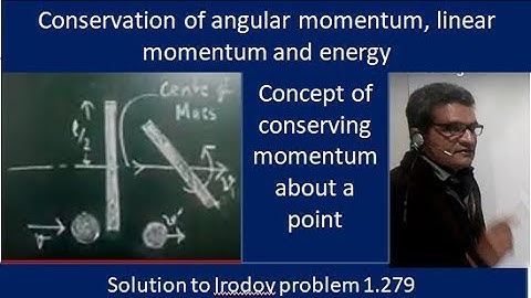 Ball hitting rod. Angular momentum, Conservation of momentum.NLM  Irodov problem 1.279