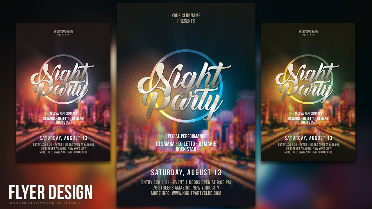 How To Design A Night Party Flyer In Photoshop Cc Youtube