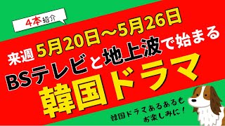 来週始まる【韓国ドラマ】BSテレビ＆地上波4本を紹介します📺5月20日～5月26日☆TVer見逃し情報あり！【韓国ドラマあるある】