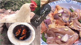 مدفون الدجاج? الريفي على الحطب مع طريقة عمل الرز