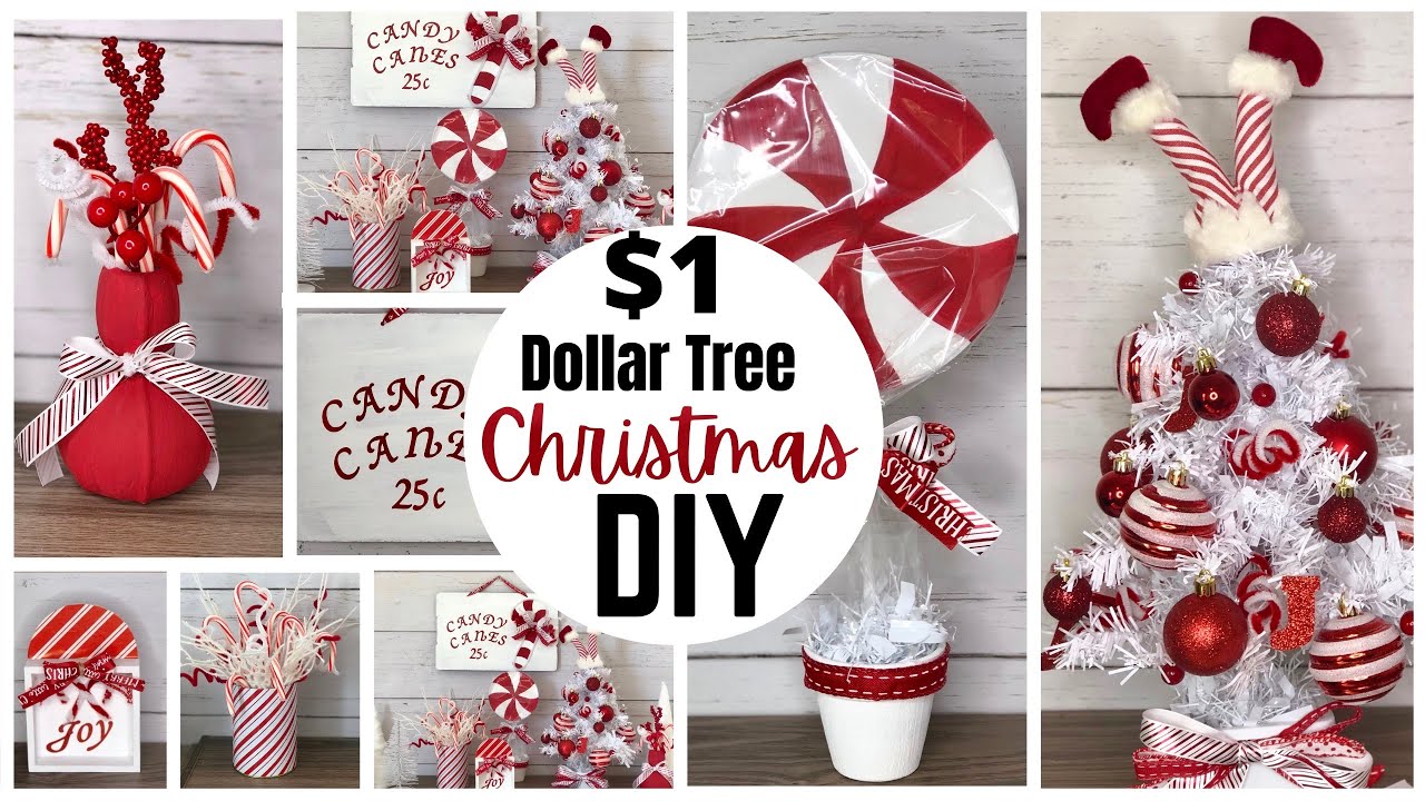 Múltiple prototipo Gobernador Dollar Tree Christmas DIYs | Candy Cane Christmas DIYs | Christmas 2020 -  YouTube