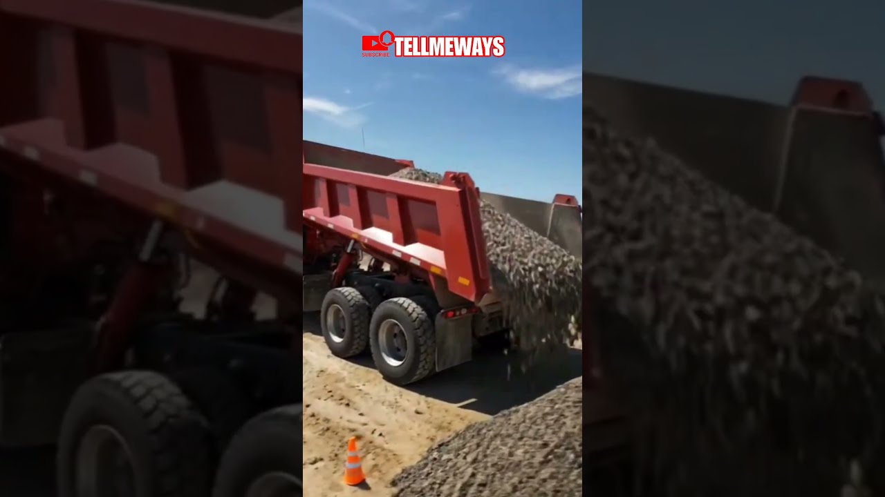 Satisfying Gravel Drop Dump Truck In Action On Site 
