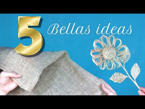 5 maneras diferentes de hacer flores con tela de arpillera y cuerda de yute DIY  @CrearyReciclar