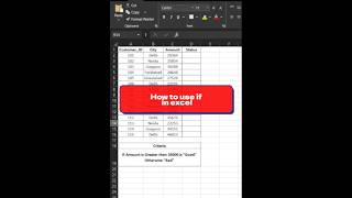 IF Condition in excel 📌#excel #if #ifcondition #excelformula #dataanlysis #formula #excelbasics