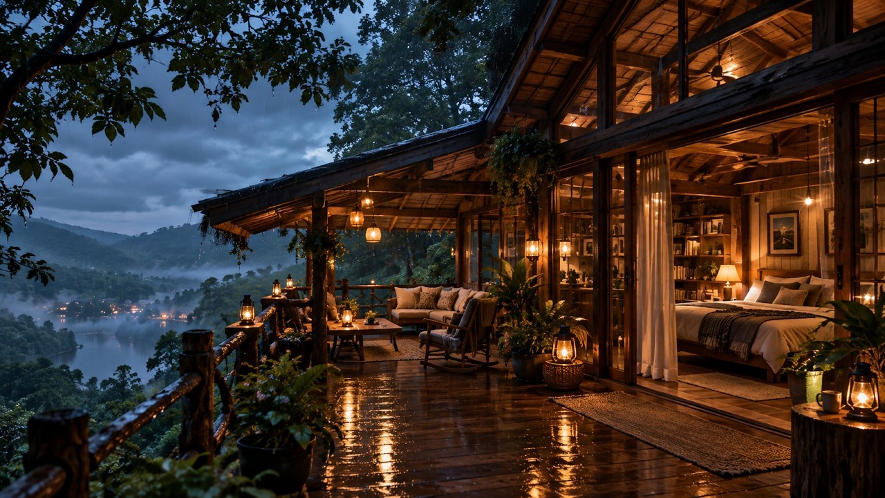 🌧️ Rain Sounds for Sleeping (No ADS) | Soft Forest Cabin Rain at Night | Deep Sleep & Relax