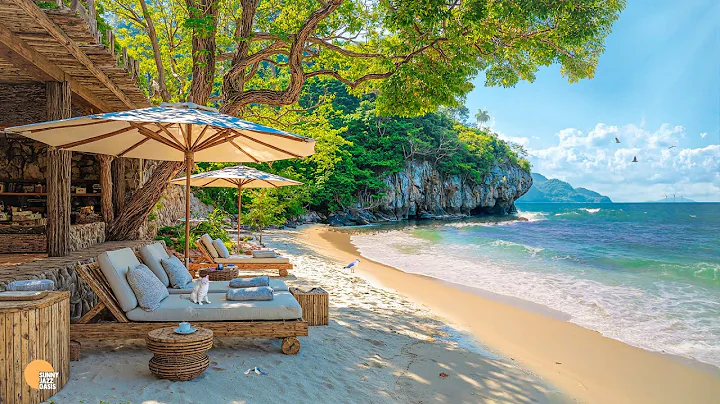 Beach Cafe Ambience - Bossa Nova Jazz Music & Ocean Waves Sounds for a Joyful New Day thumbnail