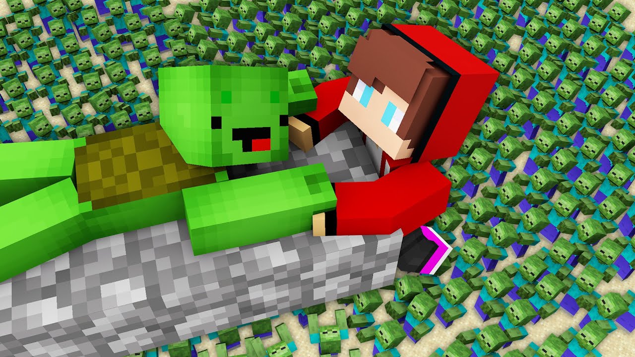 How JJ & Mikey Escaping from a Zombie Apocalypse in Minecraft Maizen