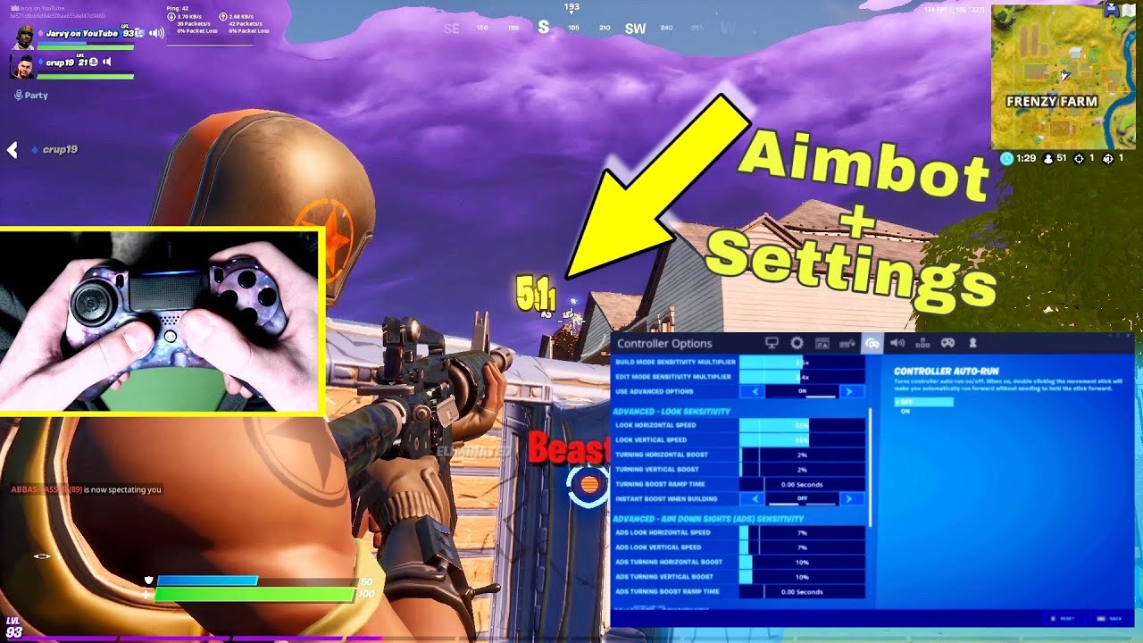 Aimbot on Linear + best controller settings for season 2 chapter 2 fortnite (Xbox/Ps4/PC) #Handcam YouTube