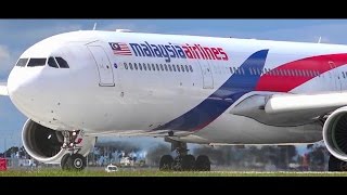 CLOSE-UP ● Malaysia Airlines Airbus A330-323 - Landing & Takeoff Melbourne Airport