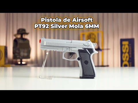 Novidade na Rossi: Pistola de Airsoft PT92 Silver V21 Mola 6MM
