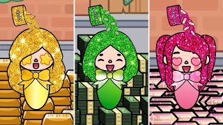 Everything Triplets Touch Turns Into Money, Dollar and Diamond 💰🤑💎 | Sad Story | Toca Life World