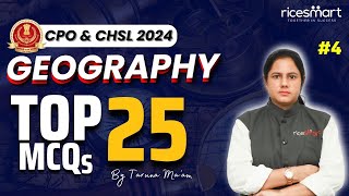 SSC CPO, CHSL 2024 Geography | Top 25 Quesitons | Class 04 | MCQs | By Taruna Mam | Rice Smart Hindi