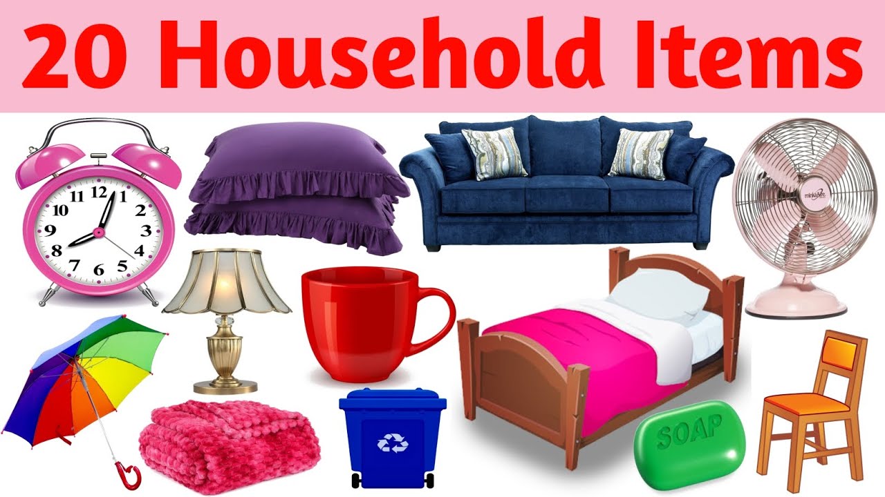 20 Household Items Name in English / Fun Learning Video for Kids ...