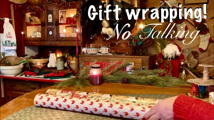 ASMR Christmas Gift Wrapping! (No Talking Version) Paper crinkles, Taping & cutting~Crackling fire!
