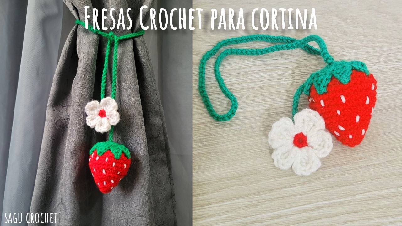 Fresa a crochet paso a paso para tus cortinas 🍓