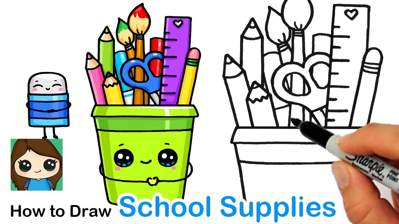 How To Draw Art School Supplies. Drawing and Coloring Art School Supplies.  Drawing for Kids 