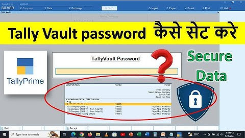 Tally Vault password in Hindi | Tally Vault password in Tally Prime | vault password in Tally Prime