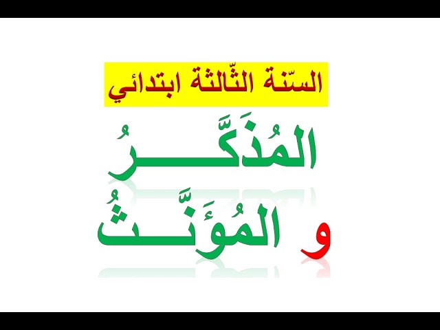 الاسم المذكر و المؤنث / للسنة الثالثة ابتدائي