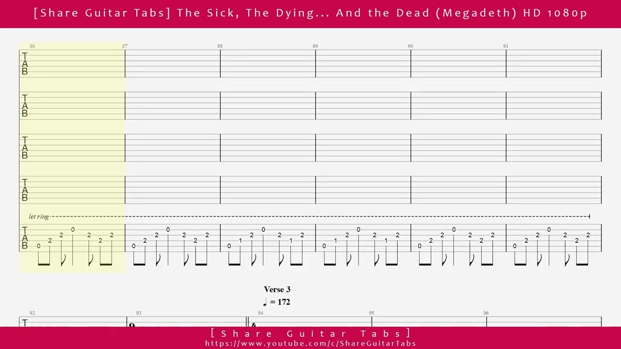 [Share Guitar Tabs] The Sick, The Dying... And the Dead (Megadeth) HD 1080p
