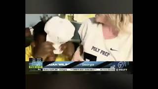 NFL DRAFT PICK ISIAH WILSON MAMA SNATCHES GIRLFRIEND OFF HIM ON LIVE TV..🤣😂
