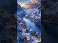 Winter in Norway where snowy landscapes quiet fjords and northern lights create a world like no othr