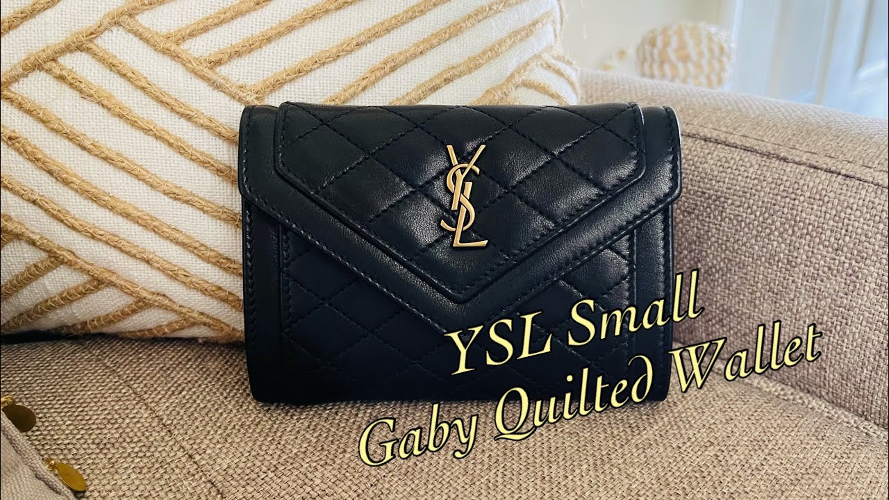 Saint Laurent Cassandra YSL Quilted Lambskin Leather Card Holder