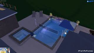 Pool & Spa combo with Volleyball Net | 3D Design